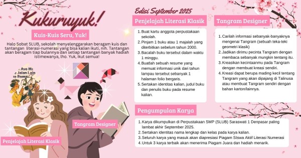 Karya-karya "Penjelajah Literasi Klasik" dan "Tangram Designer" dalam Program Kukuruyuk Litnum Edisi September 2025
